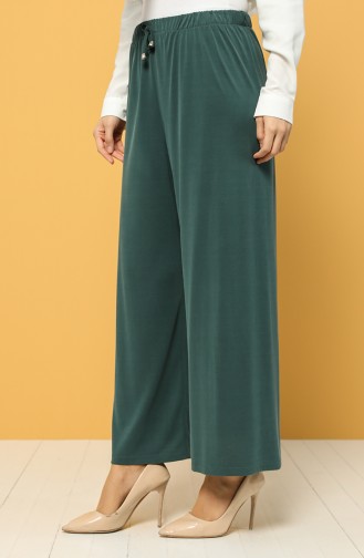 Modal Kumaş Beli Lastikli Pantolon 1317-02 Yeşil