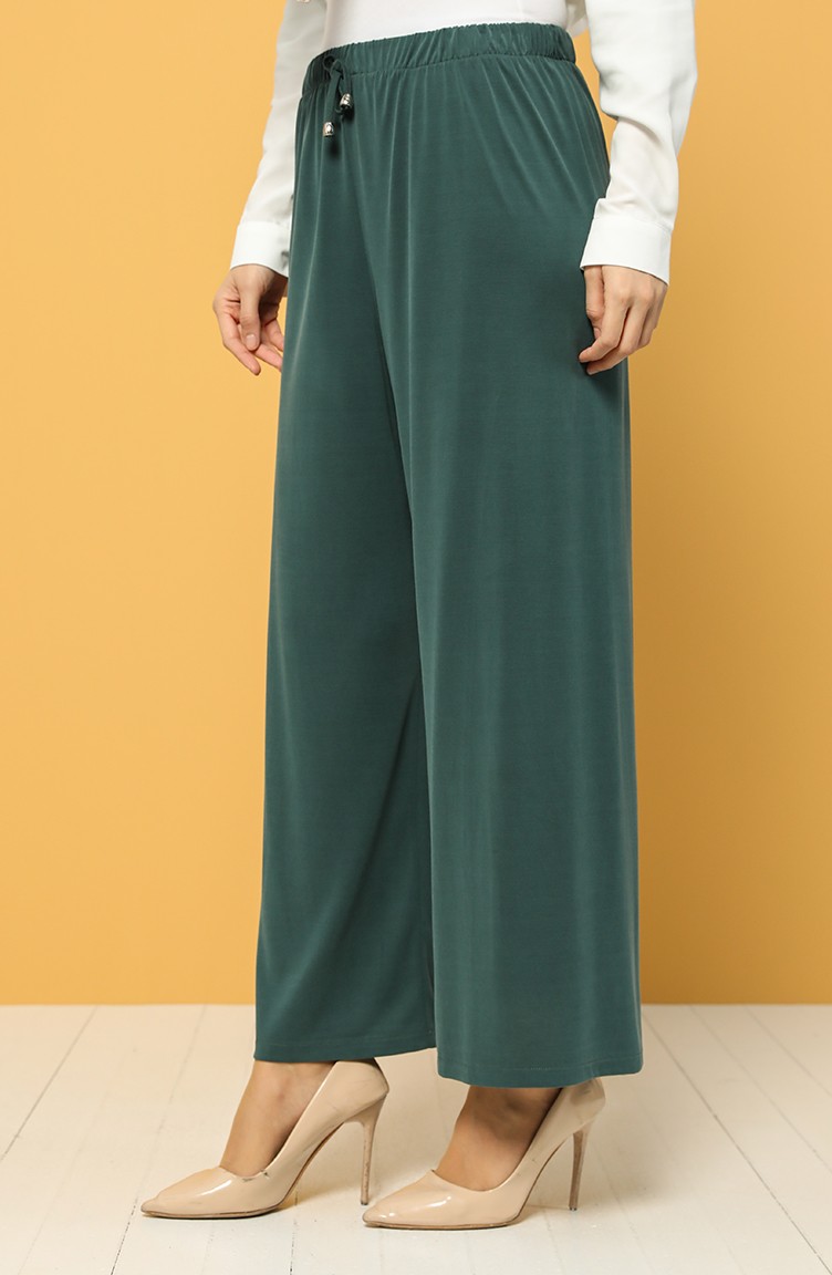 Modal Kumaş Beli Lastikli Pantolon 1317-02 Yeşil