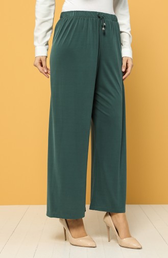 Modal Kumaş Beli Lastikli Pantolon 1317-02 Yeşil