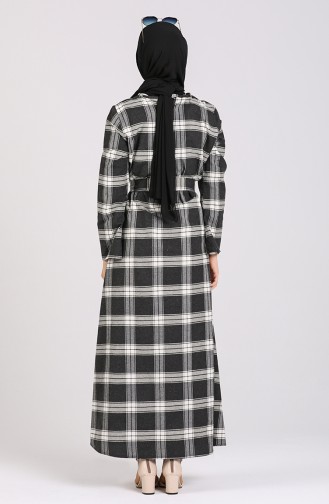Plaid Dress with Belt 1430-02 Black 1430-02