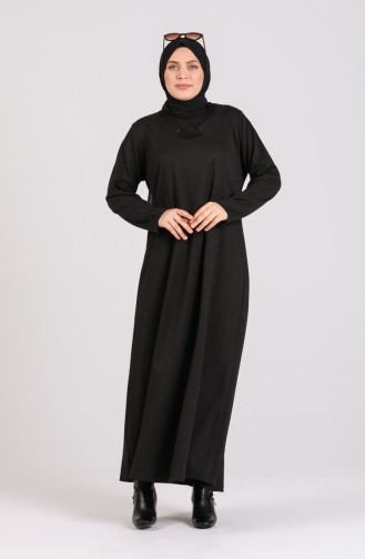 Schwarz Hijab Kleider 4739-01