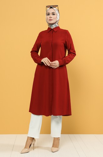 Gizli Düğmeli Tunik 8270-02 Bordo