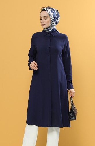 Gizli Düğmeli Tunik 8270-06 Lacivert