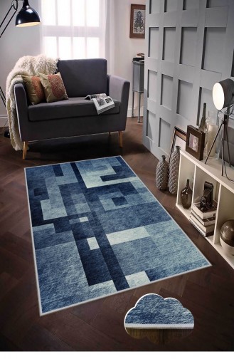 Dekoratif Modern Kaymaz Taban Halı 100 X 150 Cmhmnt104Mavi
