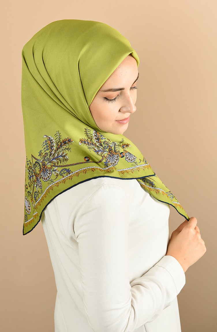 Varakli Soft Sifon Esarp B05004 8884b 09 Fistik Yesili Sefamerve