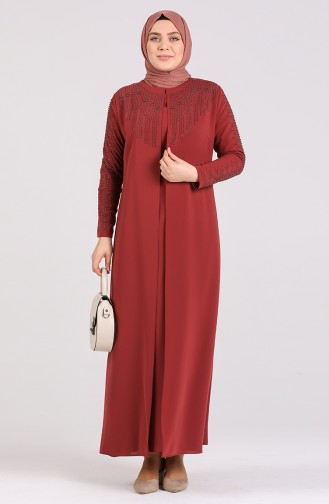 Ziegelrot Hijab Kleider 5080-05