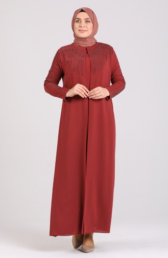 Ziegelrot Hijab Kleider 5080-05