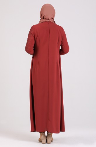 Büyük Beden Takım Görünümlü Elbise 5080-05 Kiremit