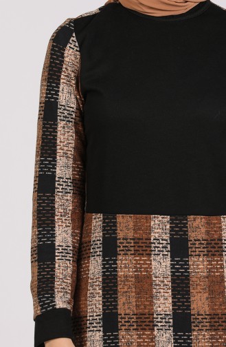 Patterned Dress 0060-03 Black Brown 0060-03