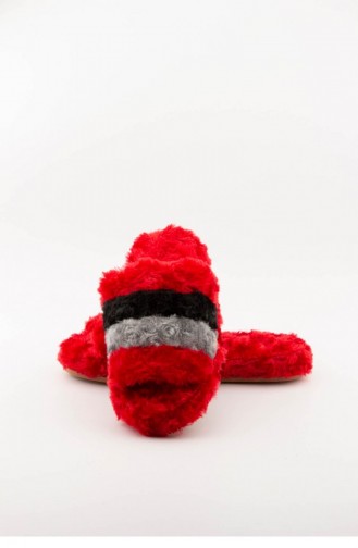 Red Women`s House Slippers 3577.MM KIRMIZI-GRI