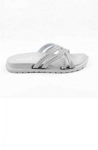 Silver Gray Summer Slippers 2774.GÜMÜŞ