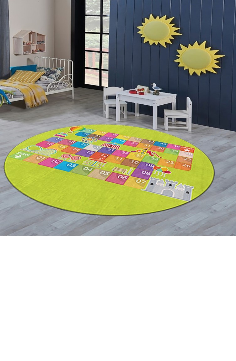 Dekoratif Kaymaz Taban Cocuk Halisi120 X 120 Cmcsbtyhl149yesil Sefamerve