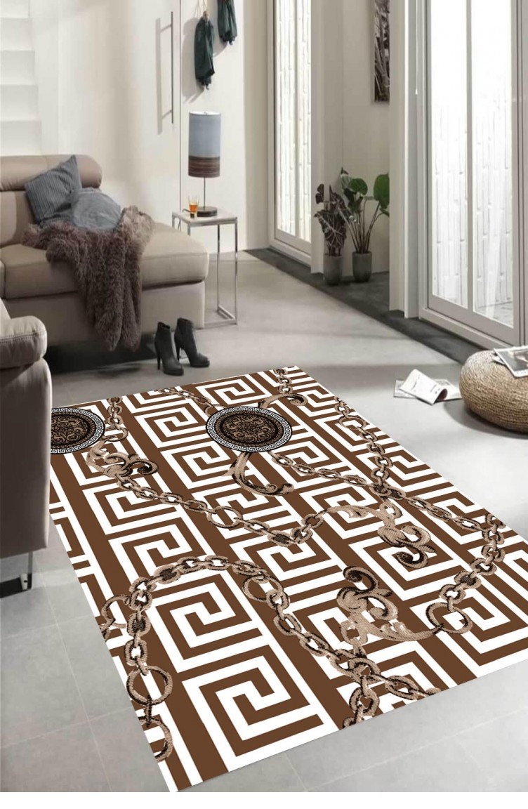 Dekoratif Modern Kaymaz Taban Hali 80 X 120 Cmexfab38kahverengi Sefamerve