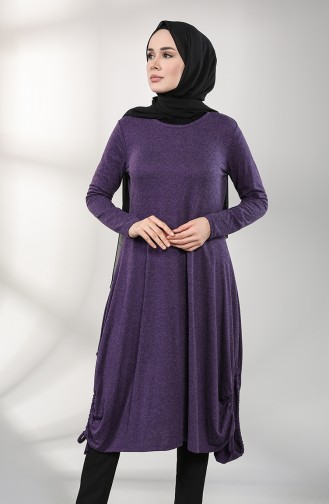 Side-tie Cotton Tunic 7878-06 Purple 7878-06