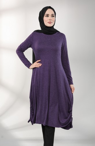 Side-tie Cotton Tunic 7878-06 Purple 7878-06