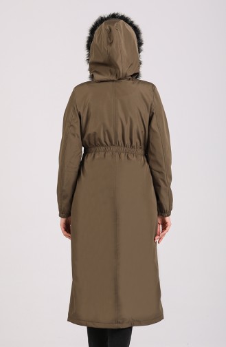 Fur Hooded Coat 9055-04 Khaki 9055-04