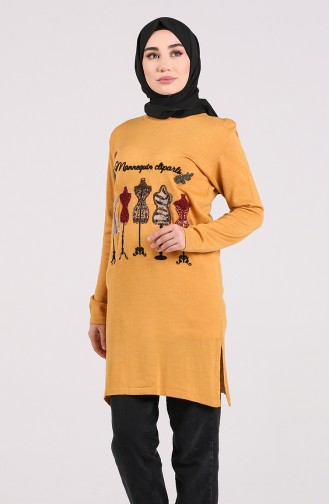 Knitwear Embroidered Tunic 55222B-06 Mustard 55222B-06