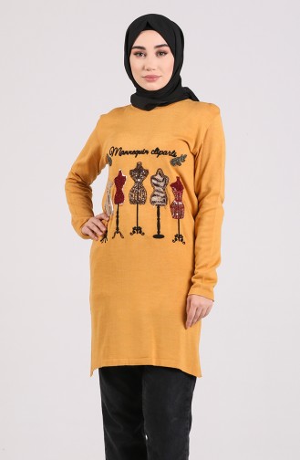 Knitwear Embroidered Tunic 55222B-06 Mustard 55222B-06