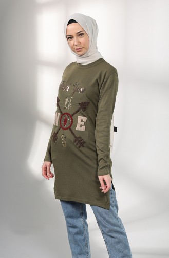 Knitwear Embroidered Tunic 55222C-01 Khaki 55222C-01