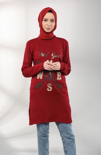 Knitwear Sequin Tunic 55222c-04 Claret Red 55222C-04