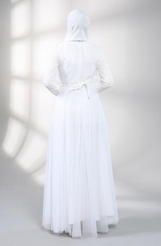 Weiß Hijab-Abendkleider 5357-09
