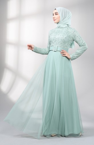 Belted Evening Dress 5353-02 Sea Green 5353-02