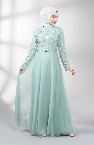 Belted Evening Dress 5353-02 Sea Green 5353-02