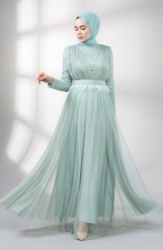 Feathered Evening Dress 5357-06 Sea Green 5357-06