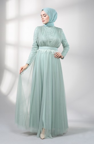 Feathered Evening Dress 5357-06 Sea Green 5357-06