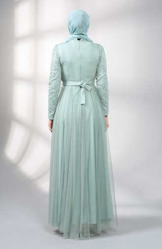 Unreife Mandelgrün Hijab-Abendkleider 5357-06