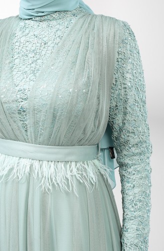 Feathered Evening Dress 5357-06 Sea Green 5357-06