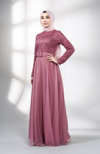 Belted Evening Dress 5353-01 Dried Rose 5353-01