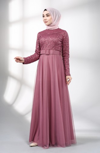 Beige-Rose Hijab-Abendkleider 5353-01