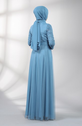 Belted Evening Dress 5353-03 Blue 5353-03
