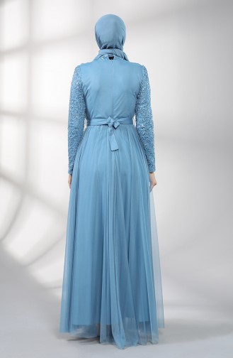 Blau Hijab-Abendkleider 5357-02