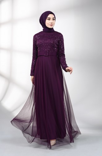 Belted Evening Dress 5353-04 Damson 5353-04