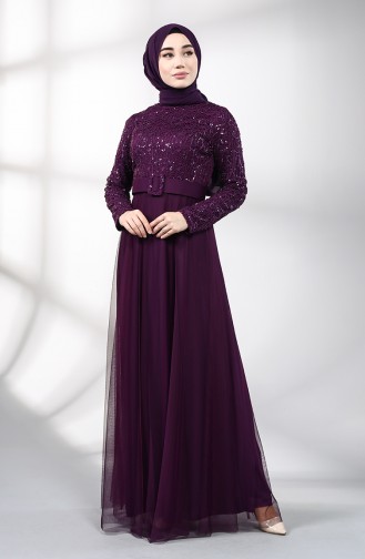 Belted Evening Dress 5353-04 Damson 5353-04