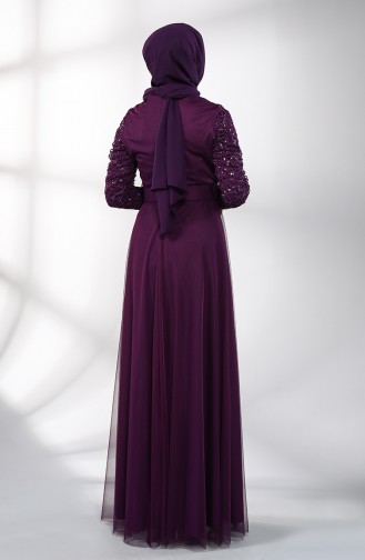 Belted Evening Dress 5353-04 Damson 5353-04