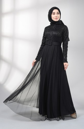 Schwarz Hijab-Abendkleider 5353-05