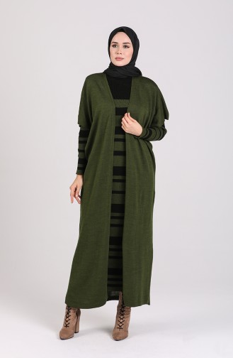 Triko Elbise Hırka İkili Takım 7221-03 Haki