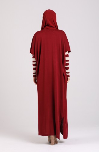 Triko Elbise Hırka İkili Takım 7221-04 Bordo