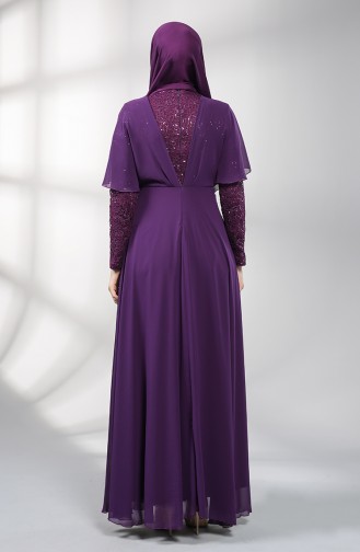 Sequined Chiffon Evening Dress 5399-01 Purple 5399-01