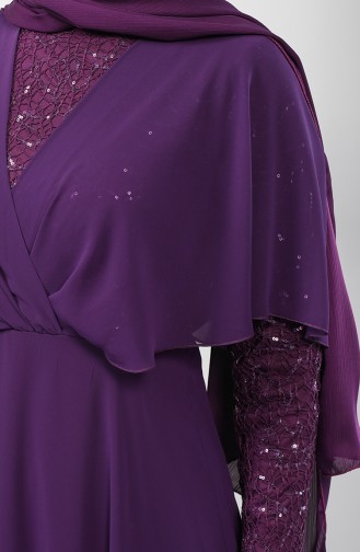 Sequined Chiffon Evening Dress 5399-01 Purple 5399-01