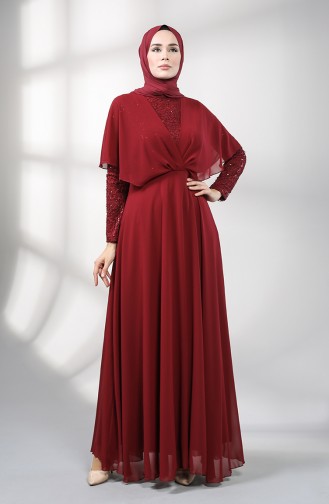 Weinrot Hijab-Abendkleider 5399-02