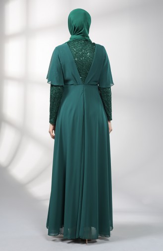 Sequined Chiffon Evening Dress 5399-05 Emerald Green 5399-05