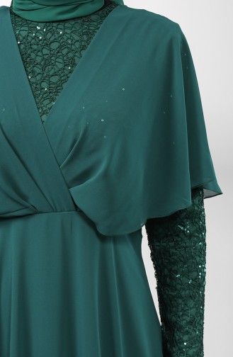 Sequined Chiffon Evening Dress 5399-05 Emerald Green 5399-05