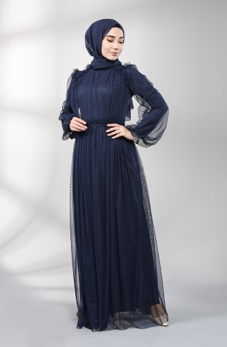 Dunkelblau Hijab-Abendkleider 5400-01