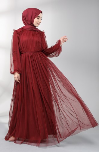 Weinrot Hijab-Abendkleider 5400-03