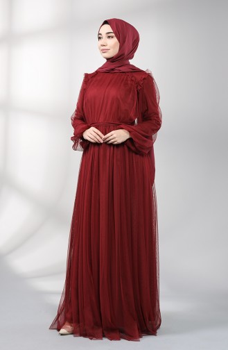 Weinrot Hijab-Abendkleider 5400-03