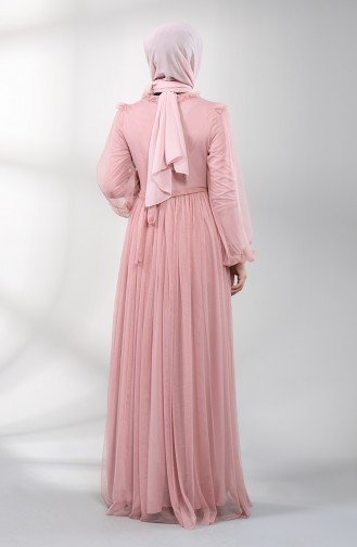 Belted Tulle Evening Dress 5400-05 Dried Rose 5400-05